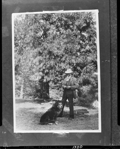 Muir and dog. ["Keenie" after Stickeen]
