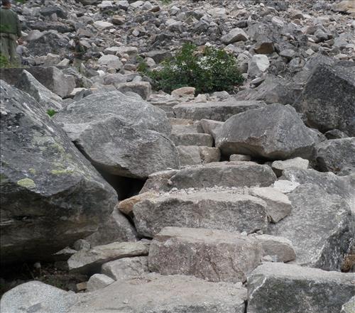 First phase of Talus Fields project on the Chilkoot Trail at Klondike Gold Rush National Historic Park in July 2011
