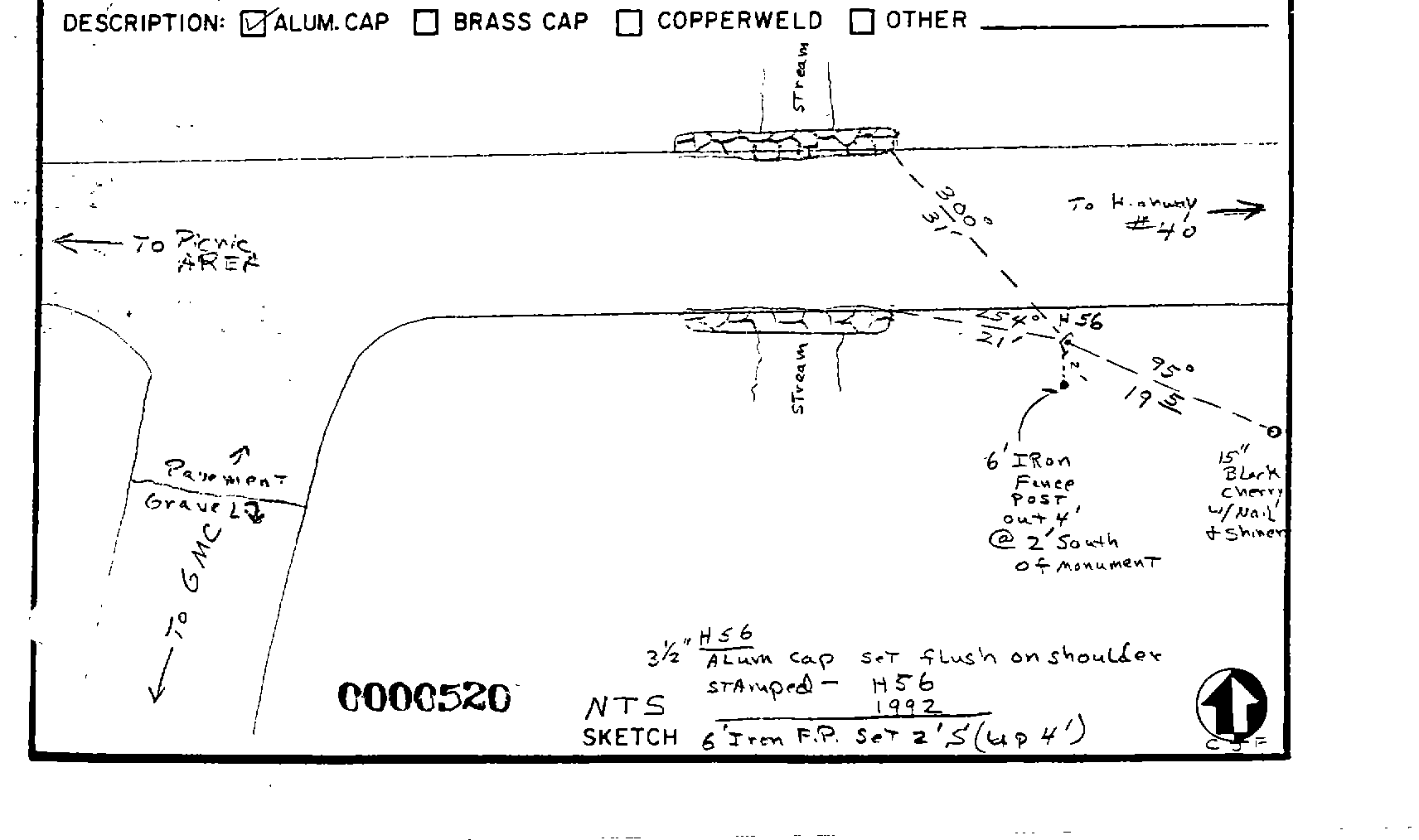 00000520 Survey Monumentation Sketch