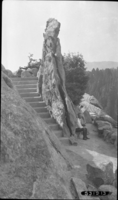 Moro Rock, SNP. Consctruction, Moro Rock Stair Trail, ramp cut near top. NPS Individuals, Asst. Lanscape Architect Merel S. Sager.. SEKI Historic Image