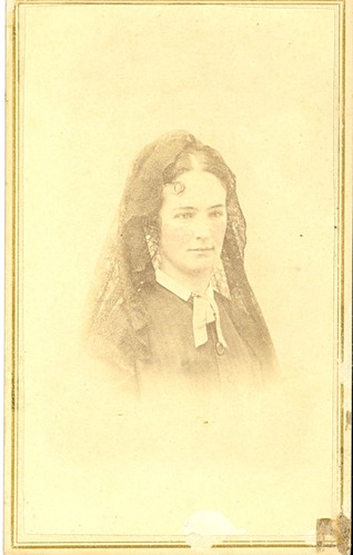 Portrait in Bust View of Elizabeth Bacon Custer with Tinted Cheeks
