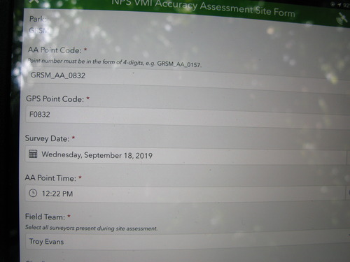 GRSM Accuracy Assessment. Plot Code: GRSM_AA_0832_1