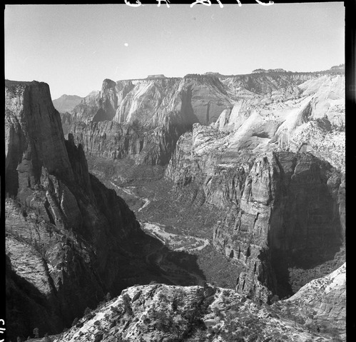 East Rim Trail reconstruction, lower section and view of Observation Point.