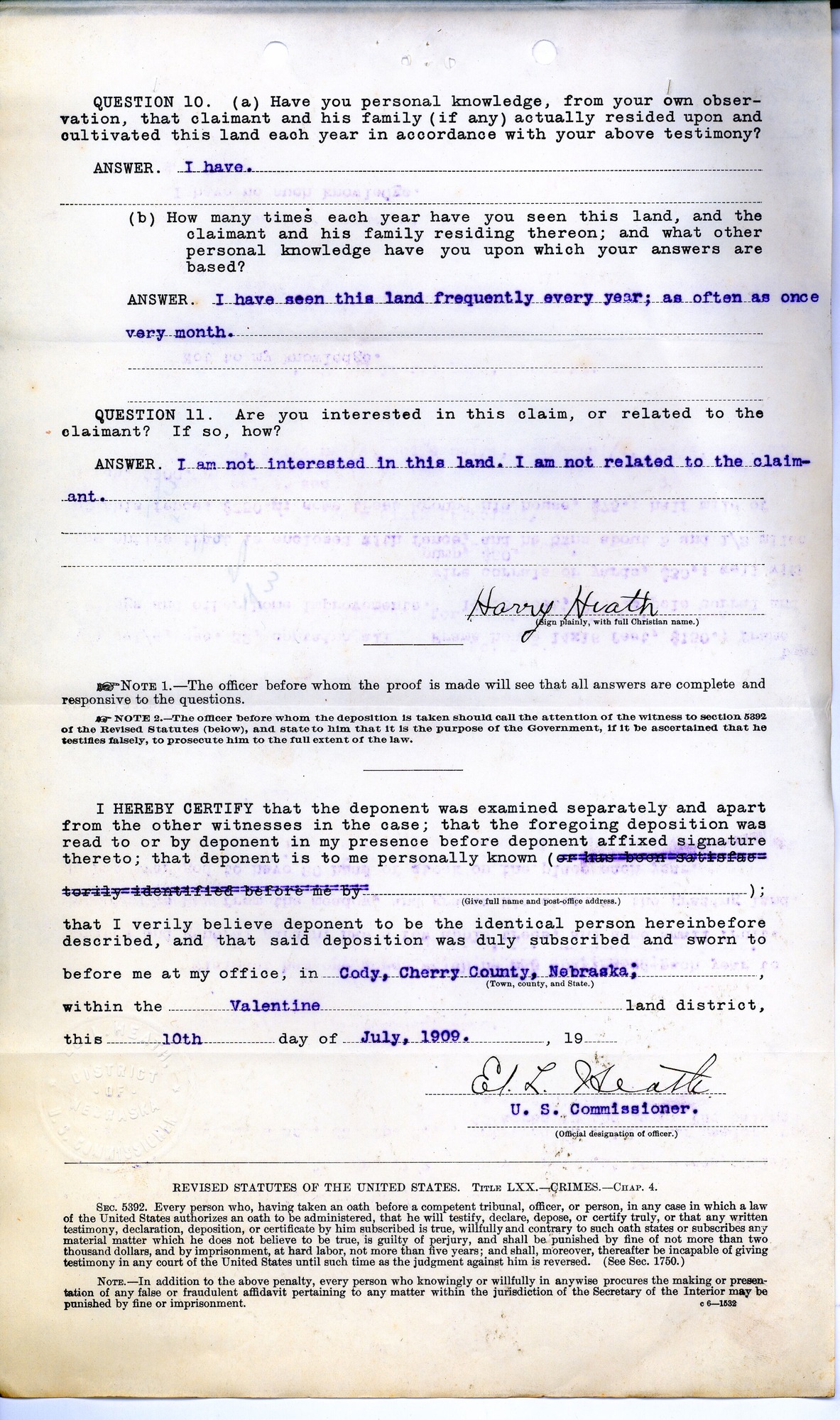 Scanned image of form. See description for text.