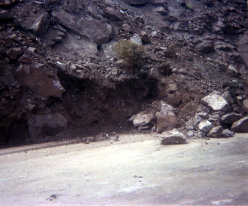 Color Photos of rock slides in Kolob Canyon.