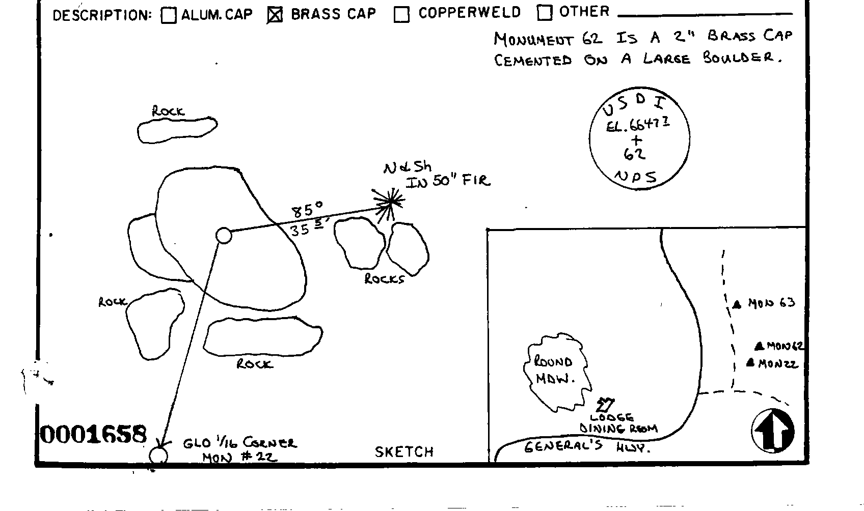 00001658 Survey Monumentation Sketch