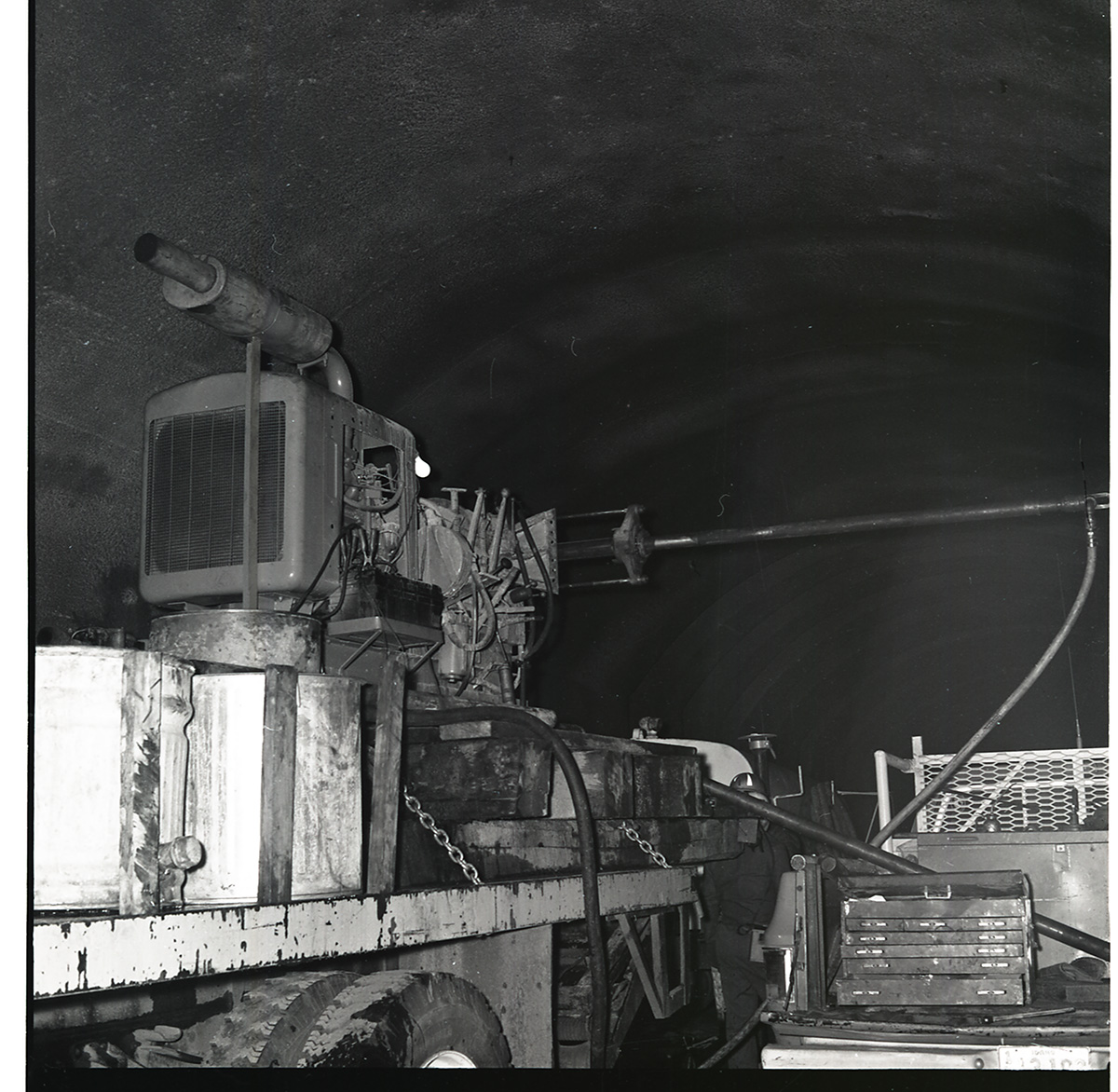 Drill rig used to drill test holes in Zion-Mt. Carmel tunnel.