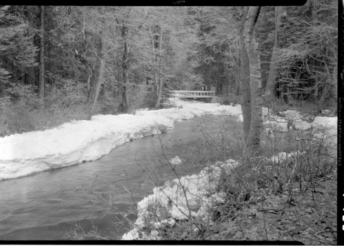 Frazil ice at the base of Lower Yosemite Falls on Yosemite Creek