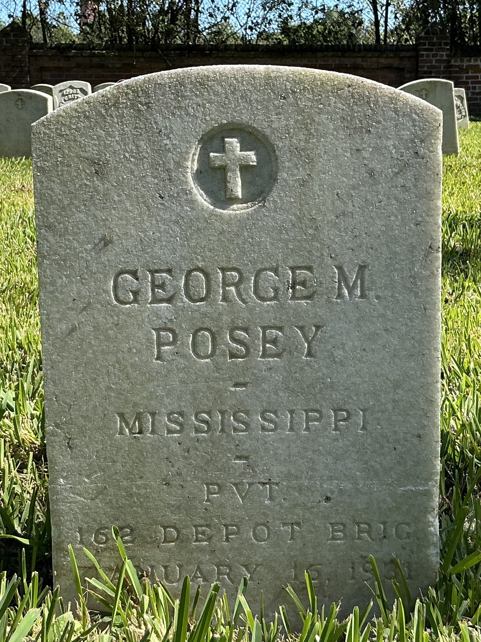 Front of upright marble headstone with flat face.