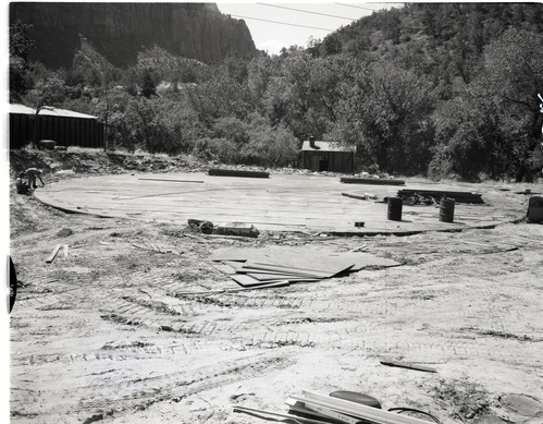 Construction of million gallon water tank at Birch Creek and method of laying steel plates for floor.