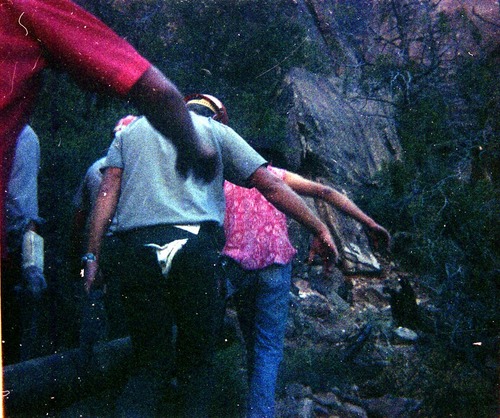 The Temple of Sinawava spring project - scaffolding construction and use.