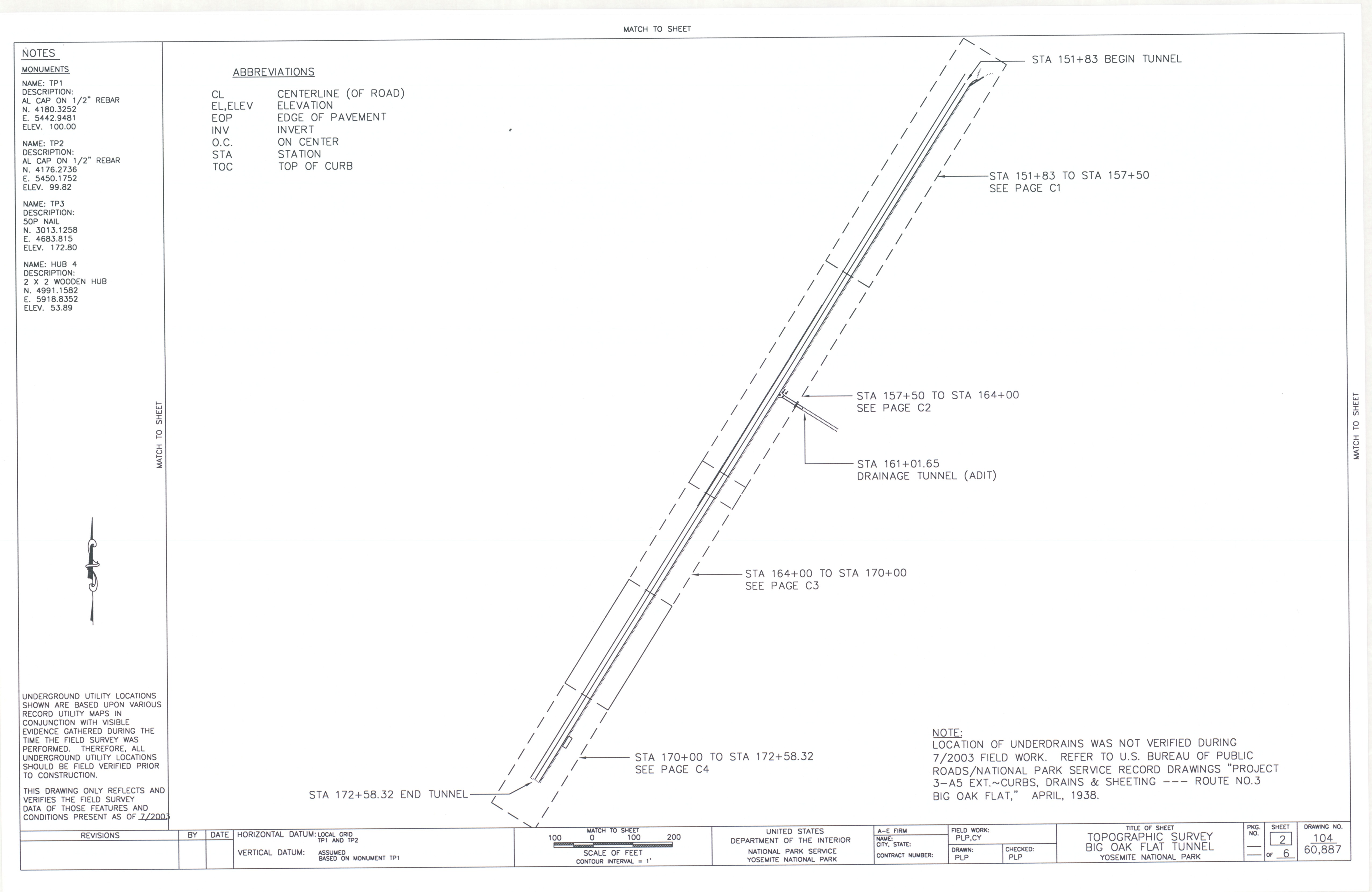 Topographic Survey, Big Oak Flat Tunnel