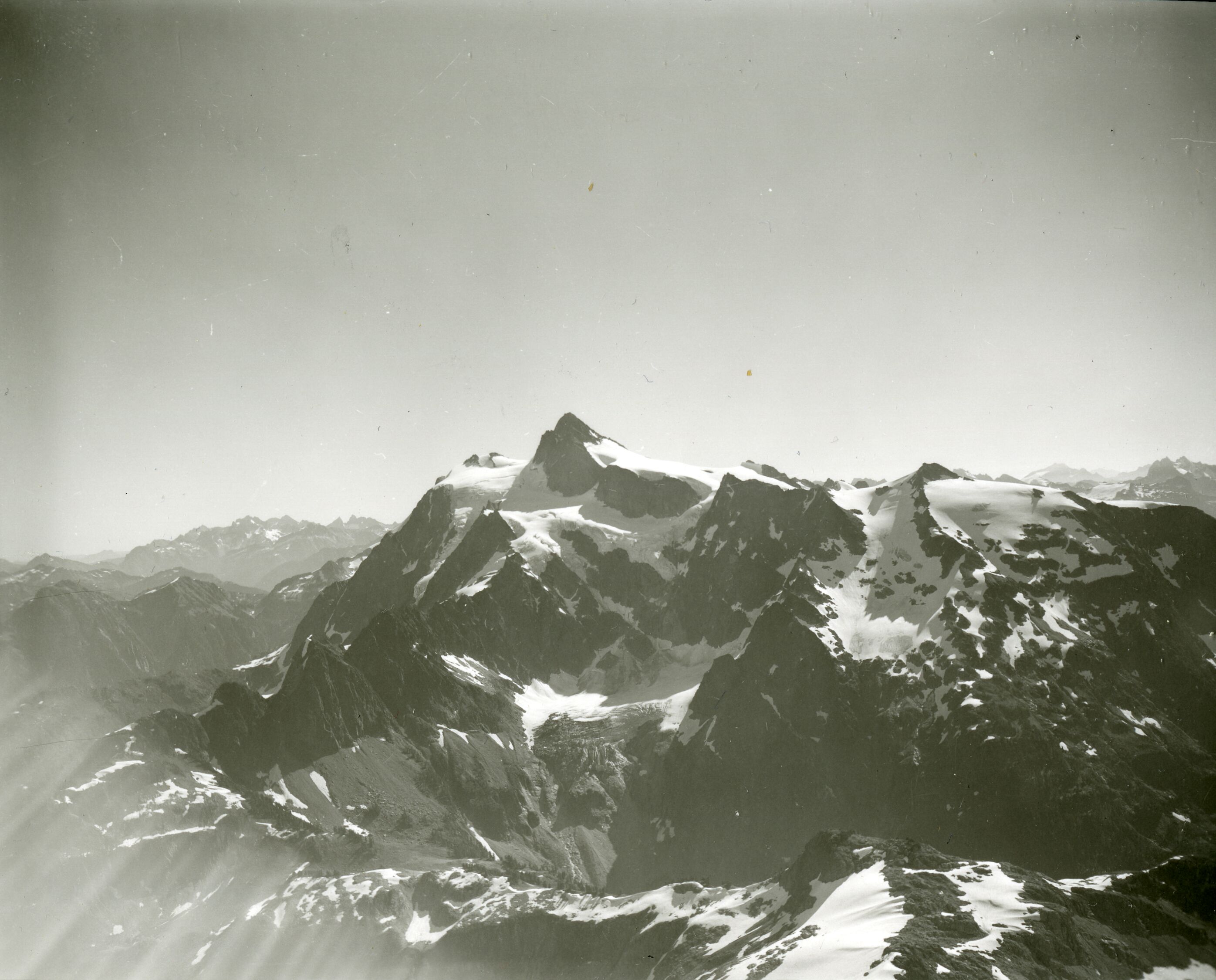 A snow and ice covered mountain peak.