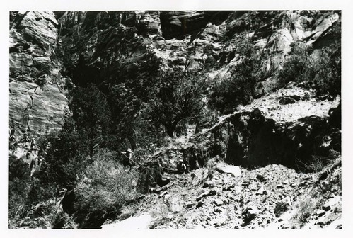BW Photo of rock slide near echo rock - 35MM.