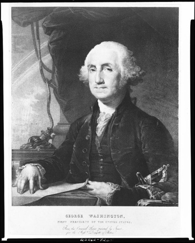 Grayscale portrait of George Washington