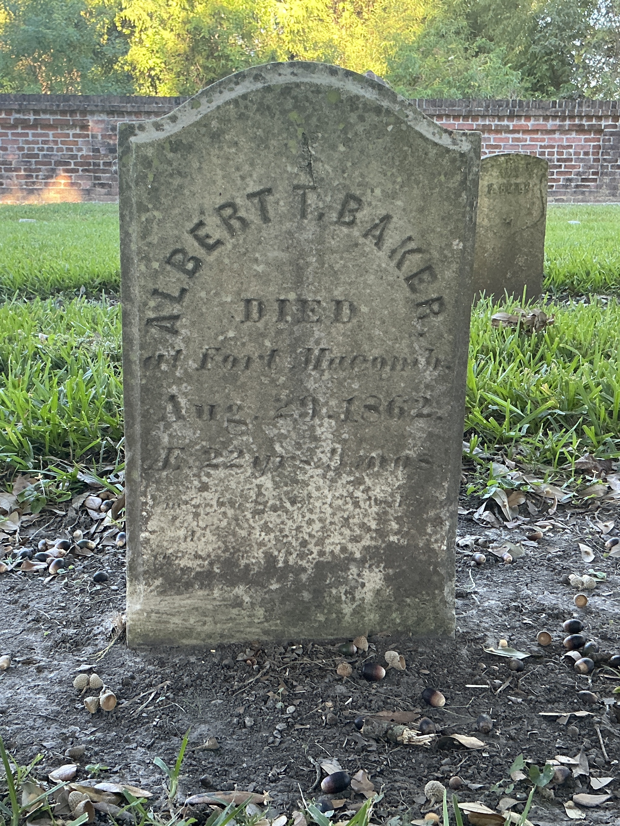 Front of headstone with flat face.