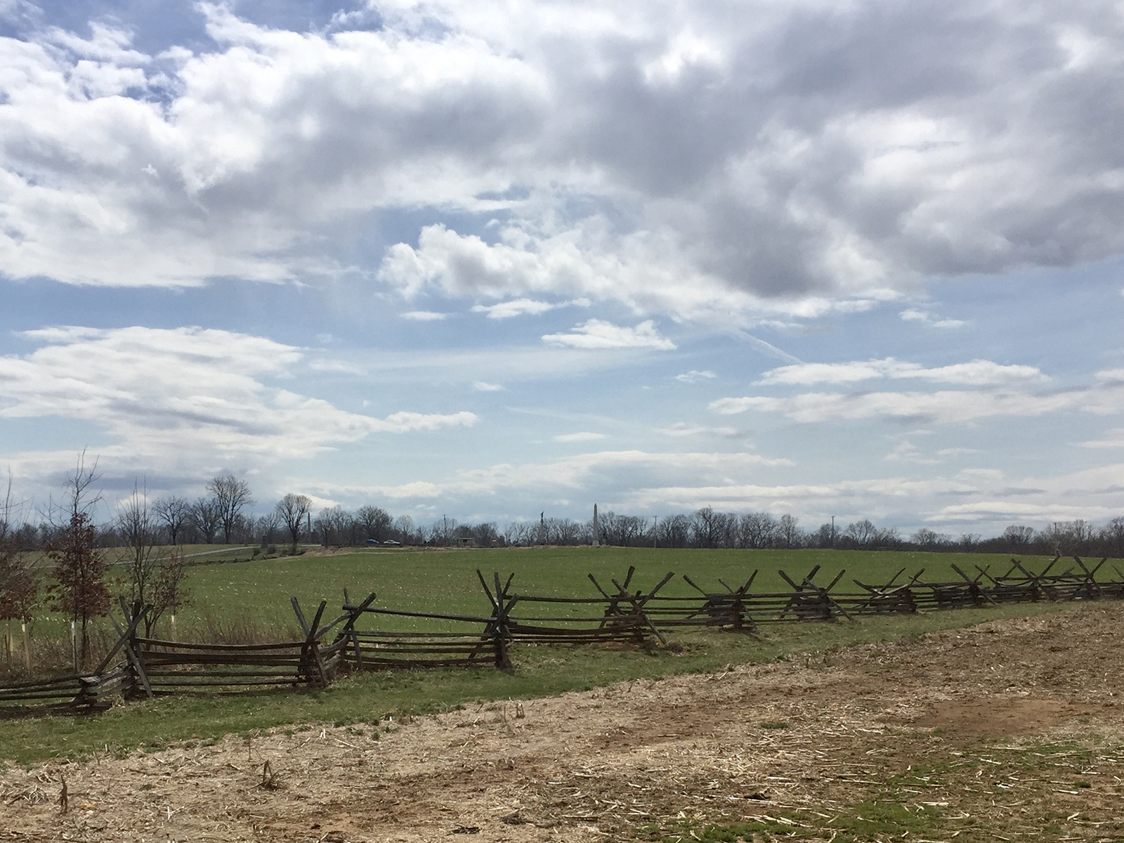 farm fields with rail fence