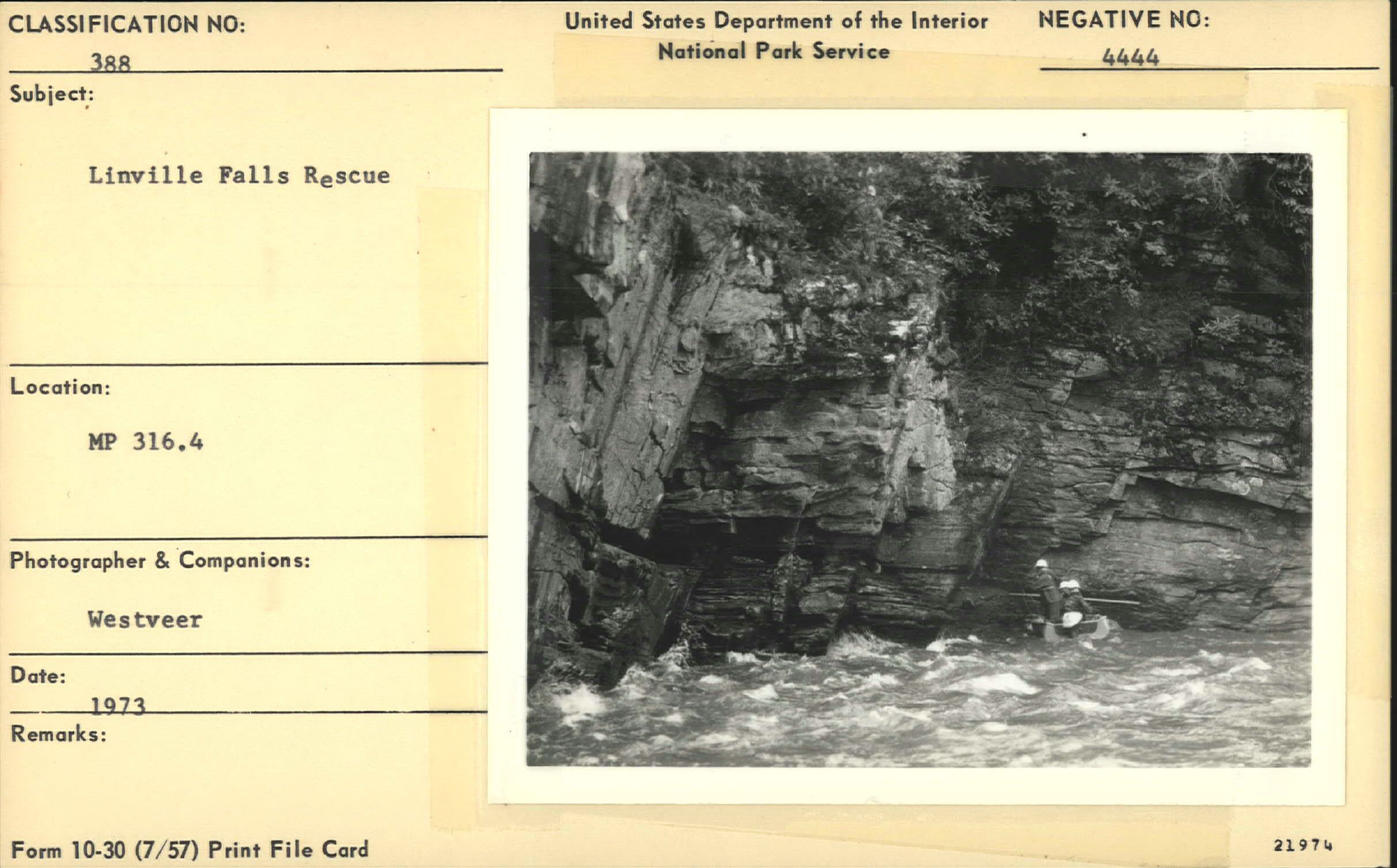 Rescue crew entering the water at Linville Falls