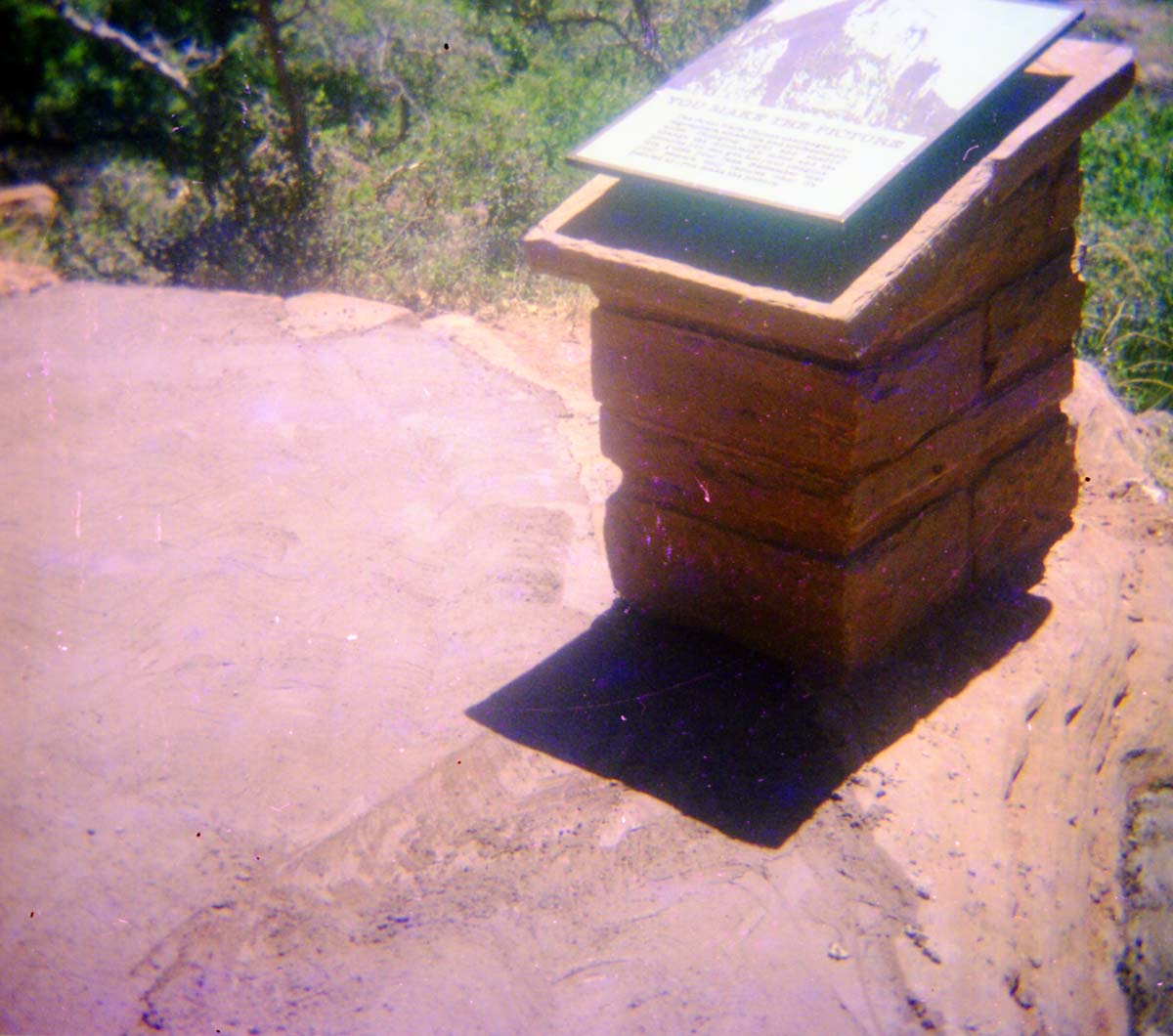Color photos of trailside exhibits.