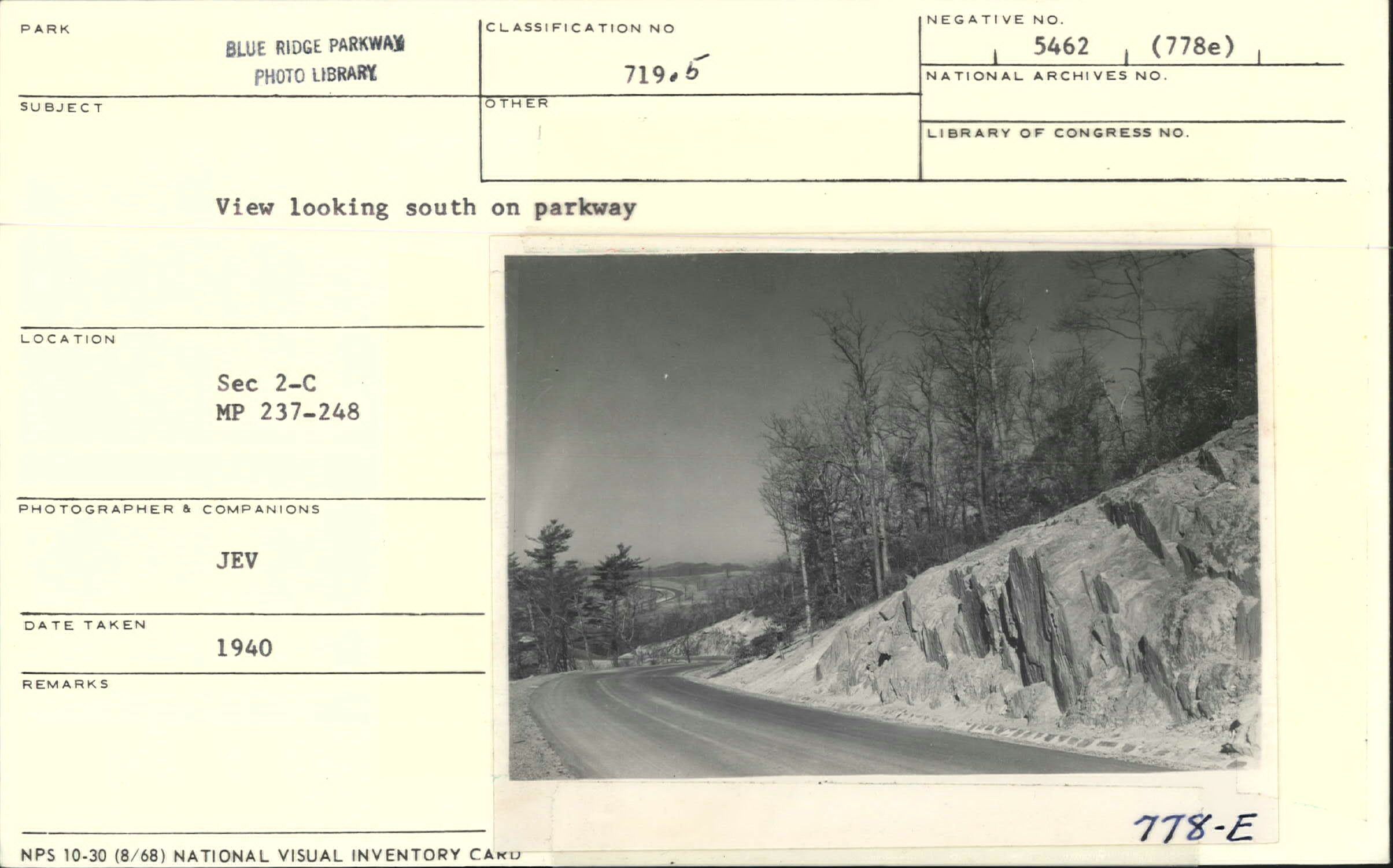 View looking south on Parkway