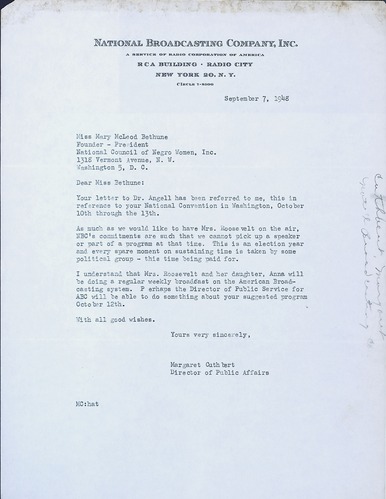 National Council of Negro Women, correspondence, 1948