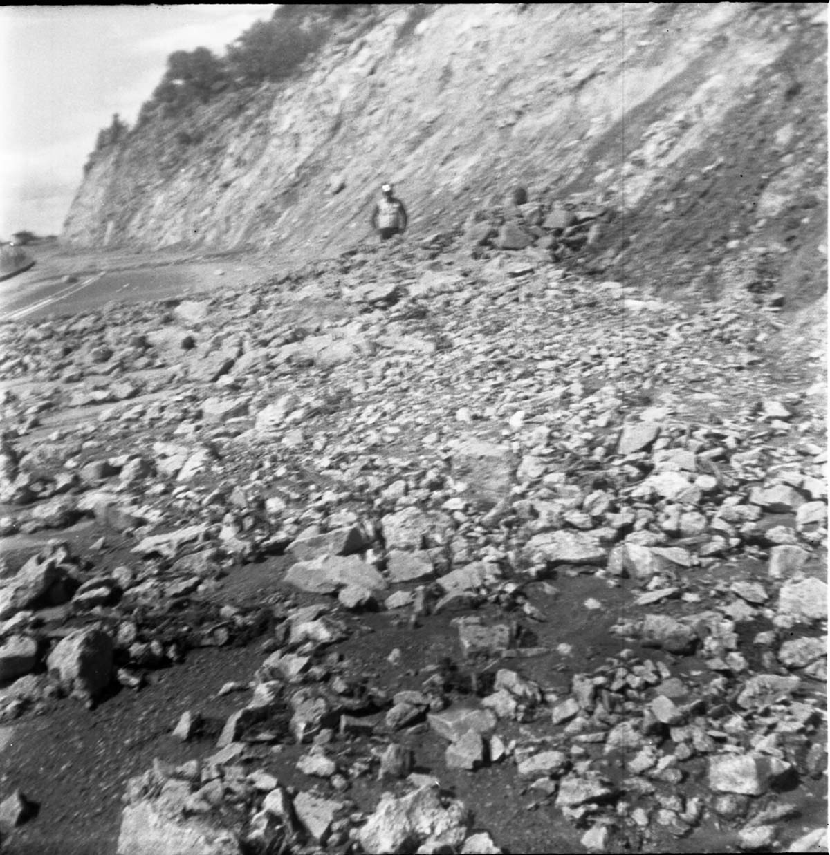 BW photos of rock slides in Kolob Canyons - 2x2.
