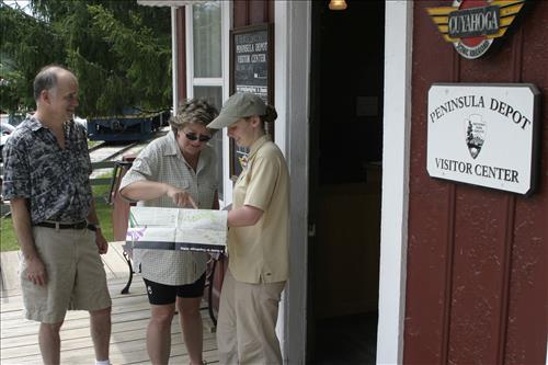 SCA With Visitors Outside Peninsula Depot