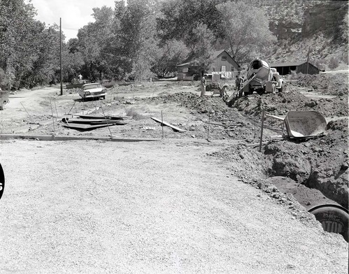 Construction of new residences, Watchman Housing Area. Pouring footing for foundation, residence Building 38.