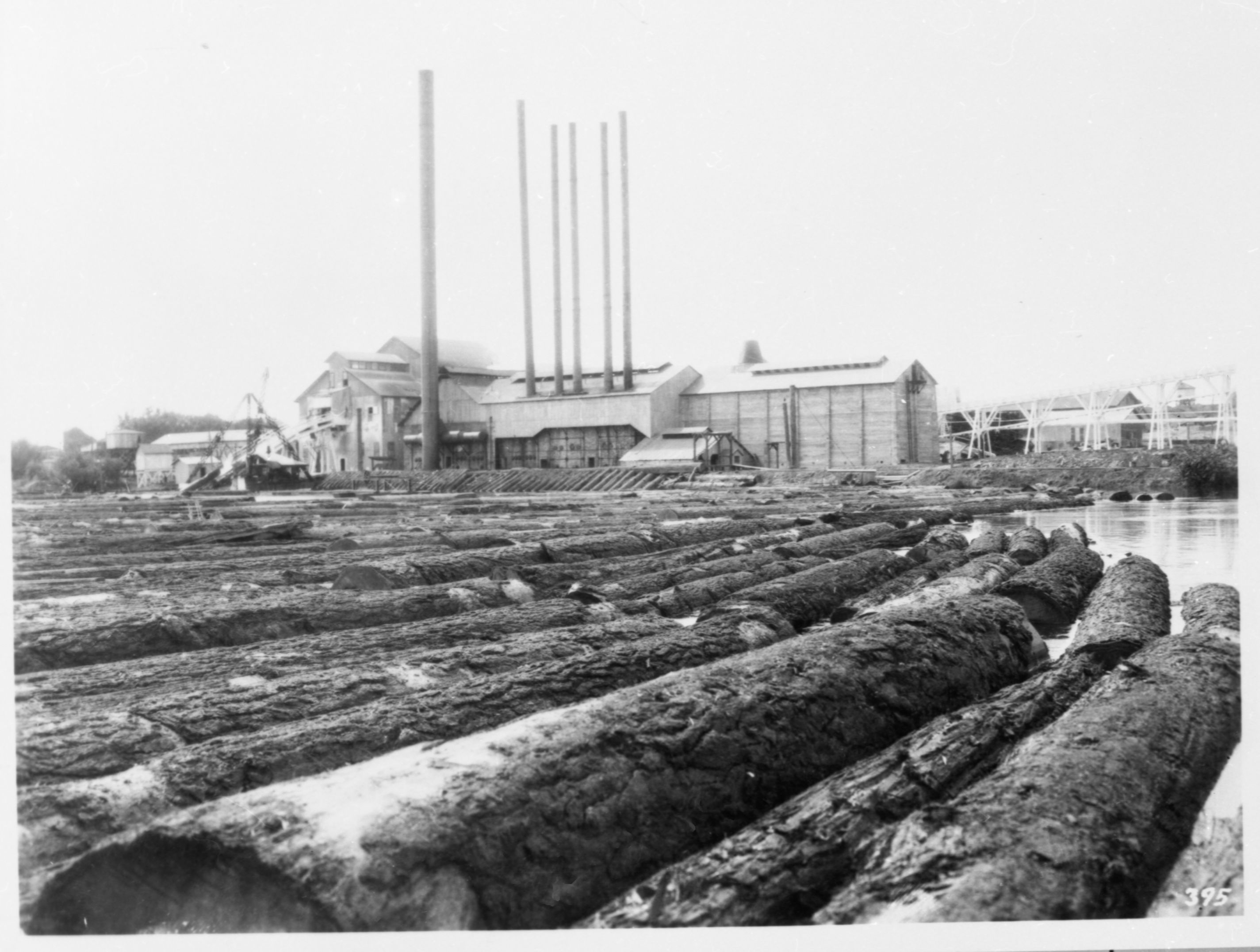 Copy Neg: J. Ernest, 1983. Merced Falls - Yosemite Lumber Company. From negative in file of Al Rose. Original print in over-sized photo drawl in RL.