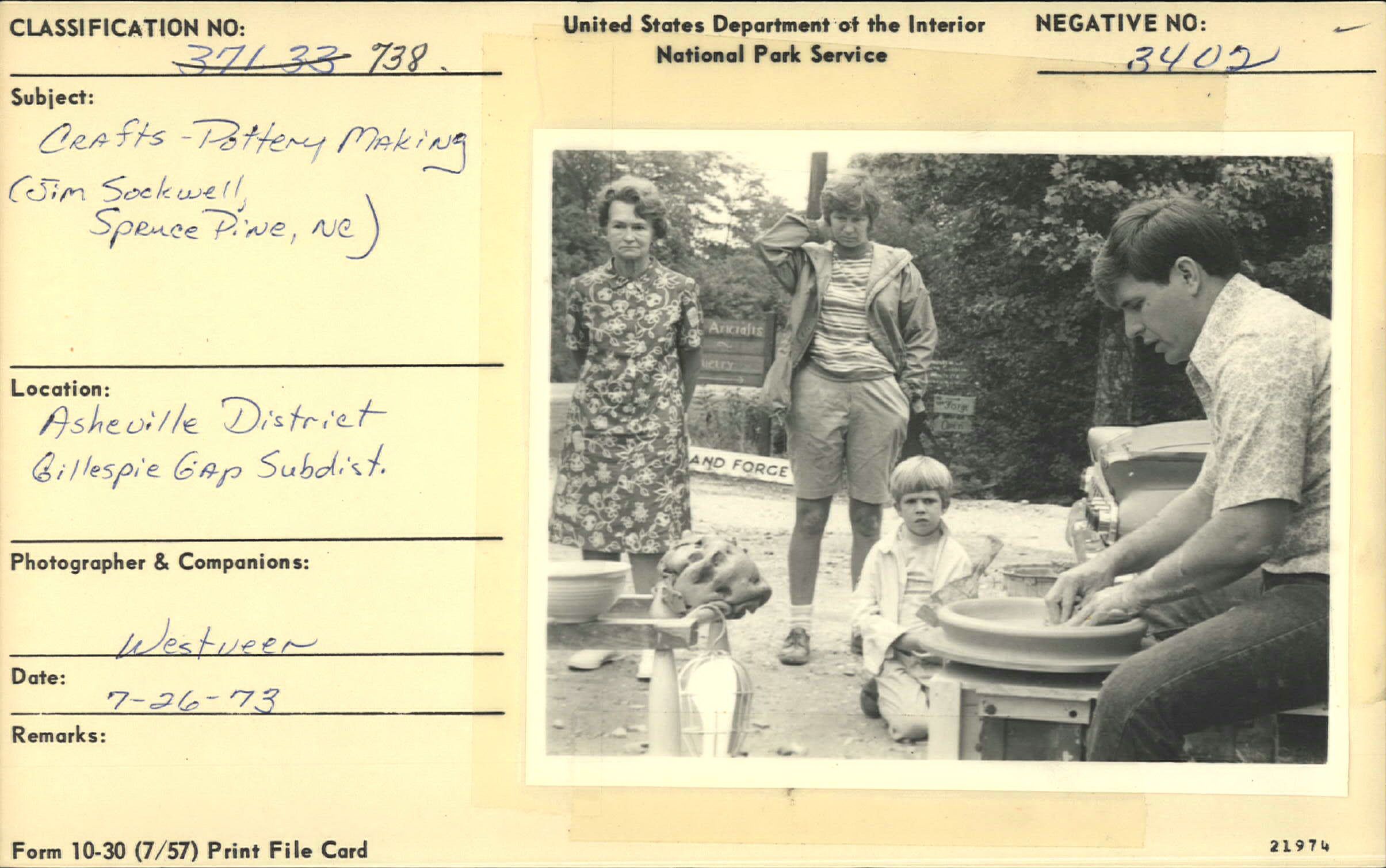 Jim Sockwell demonstrating pottery making to visitors