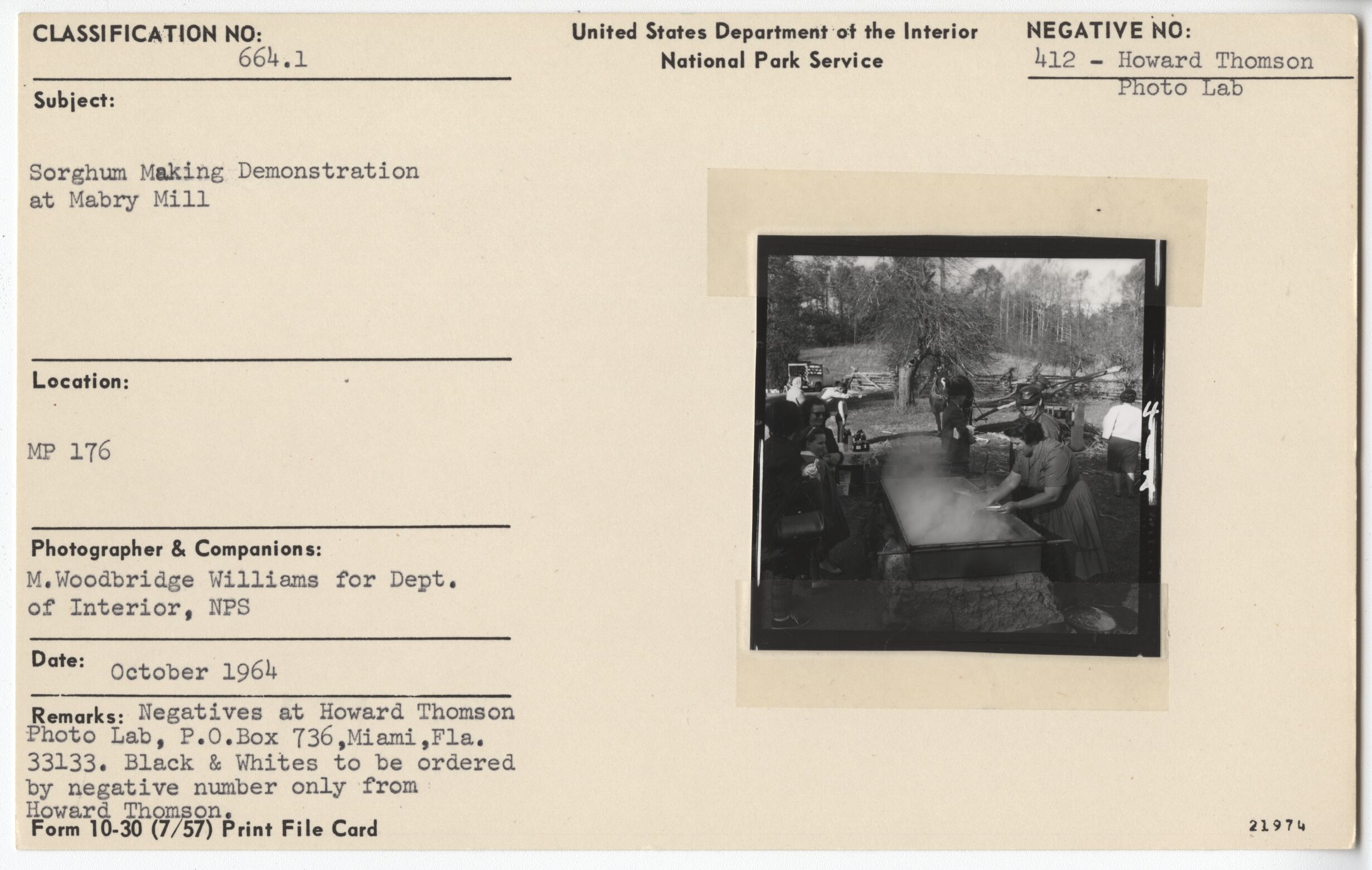 Testing sorghum at demonstration at Mabry Mill