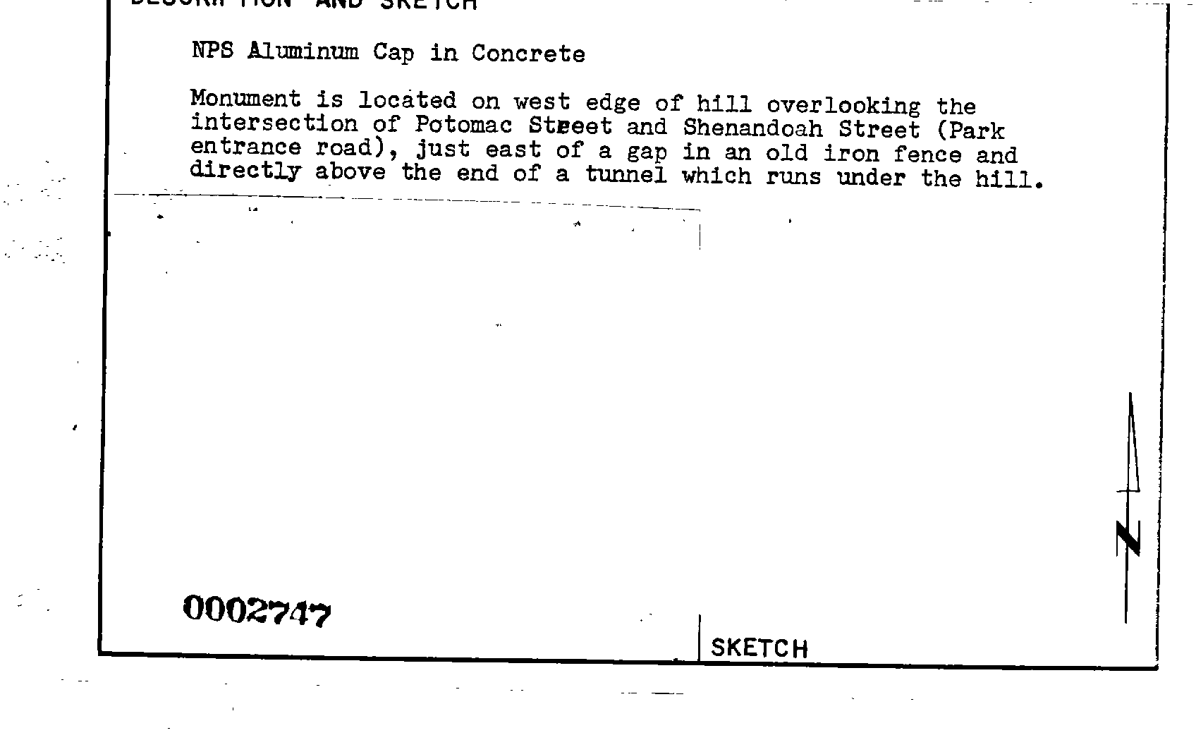 00002747 Survey Monumentation Sketch