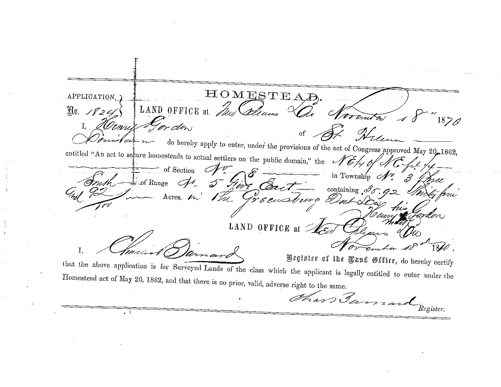 Scanned image of form. See description for text.