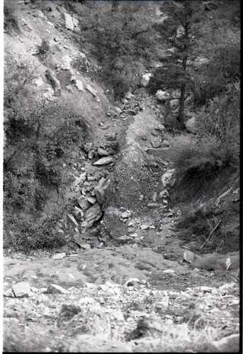 BW photos of rock slides in Kolob Canyons - 35mm.