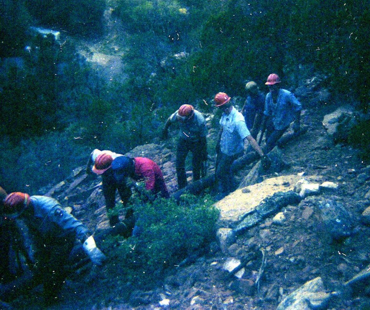 The Temple of Sinawava spring project - scaffolding construction and use.