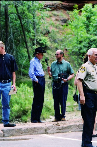 Color Photos of the official launch of the Zion shuttle system- same day as the new visitor center opening.