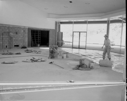 Mission 66 Visitor Center and Museum preparing lobby floor for terrazzo stone.