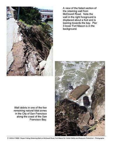 GOGA 173060 - Photographs of McDowell Rd retaining wall failure at Golden Gate National Recreation Area in March 2011