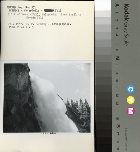 Brink of Nevada Fall, telephoto. From trail to Nevada Fall.