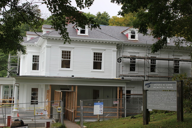 Moses Cone side entrance with construction