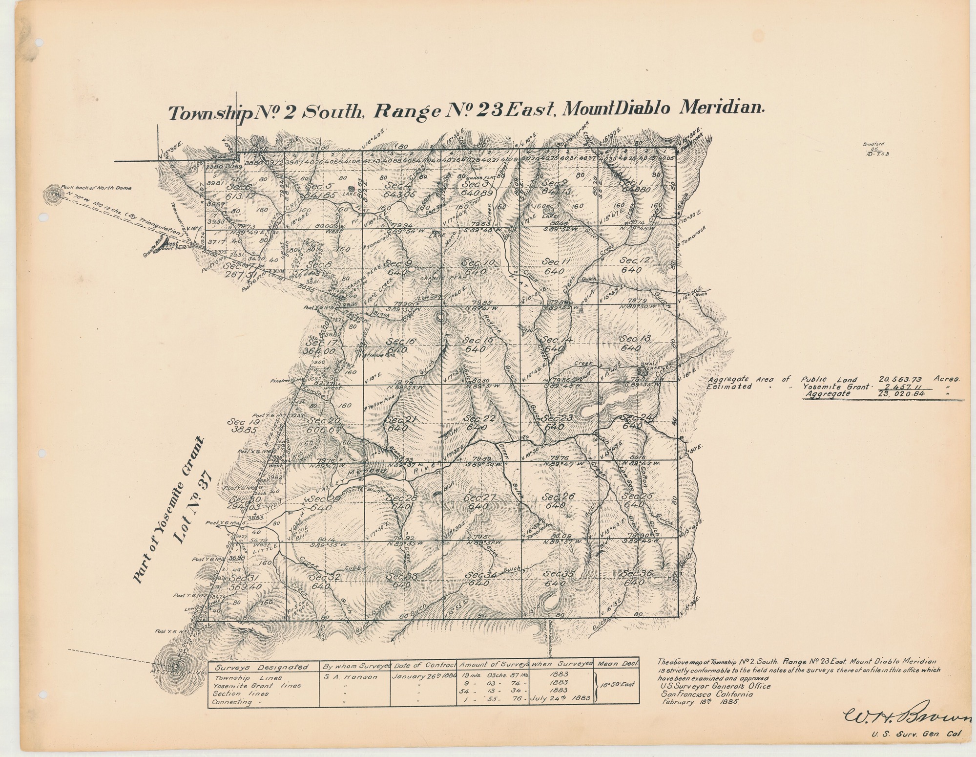 Map of Township No. 2 South, Range No. 23 East, Mount Diablo Meridian Survey