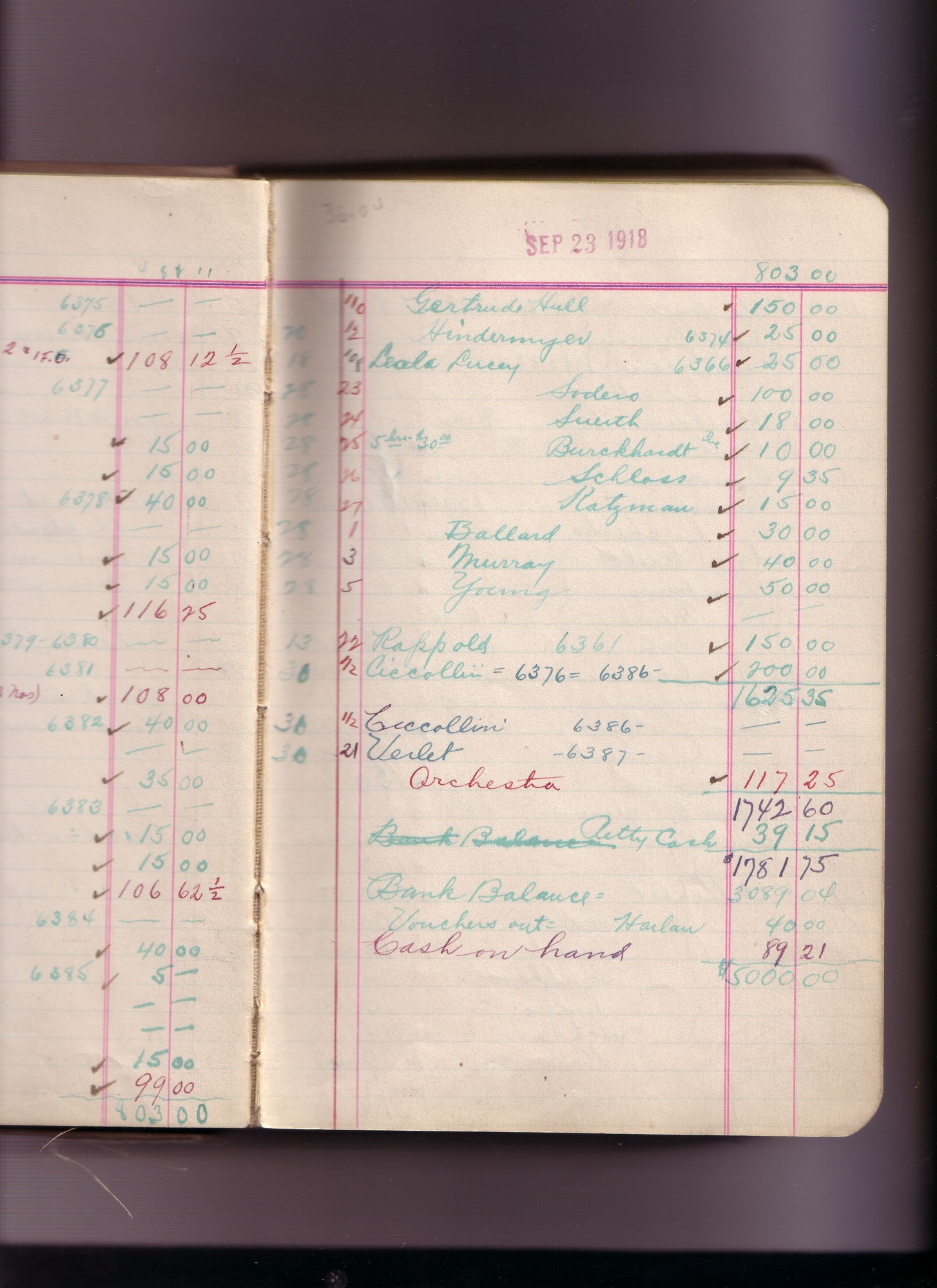 Thomas Edison's New York City Recording Studio Cash Book 16 (of 21), Image 49 (of 305).
