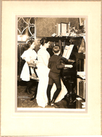 Mina Edison with 2 of her children at piano at Glenmont. Madeleine Edison and Charles Edison.