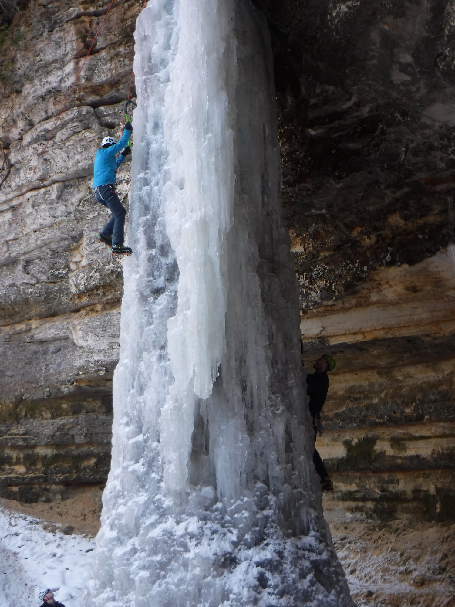 Ice Climber on the thick ice column called the Dryer Hose