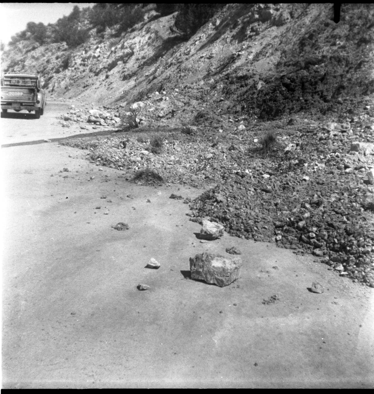 BW photos of rock slides in Kolob Canyons - 2x2.