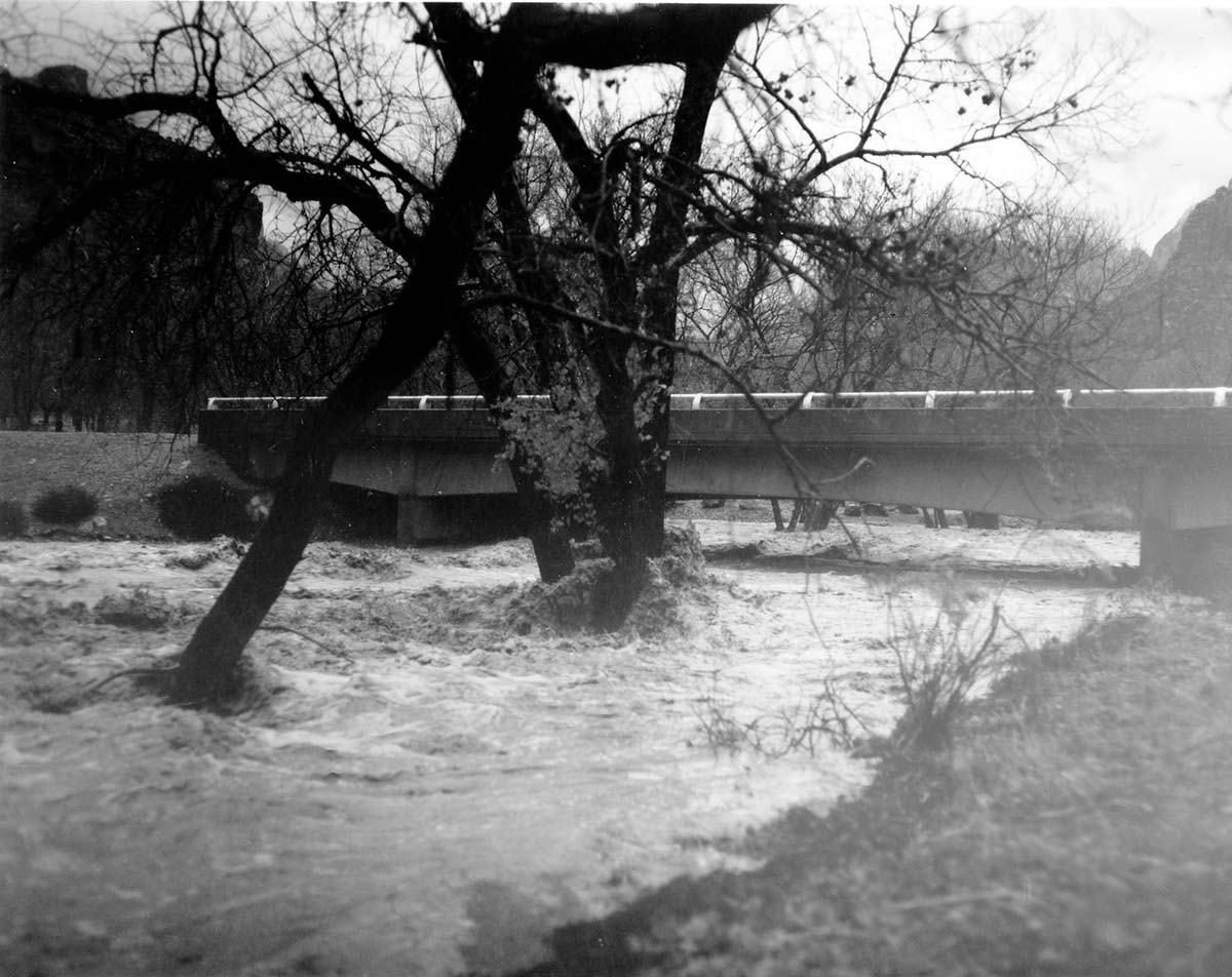 High water at new bridges and damage to revetments.