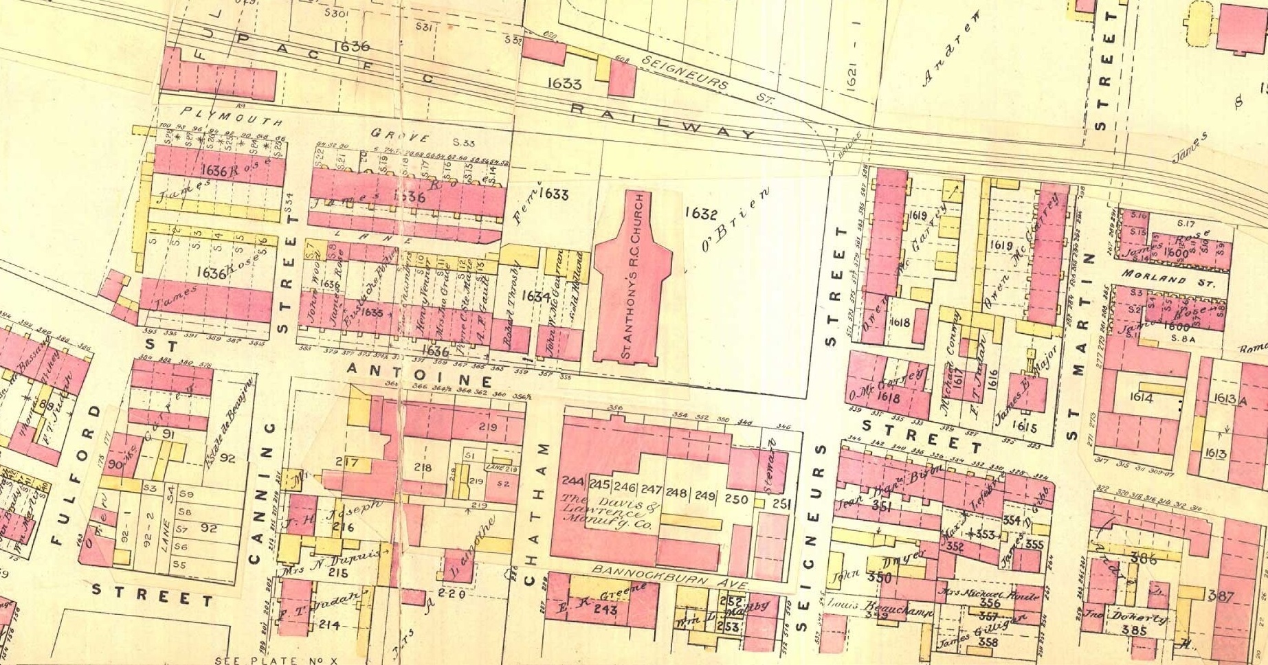 Map of St. Antoine Ward, that shows St. Antoine Street