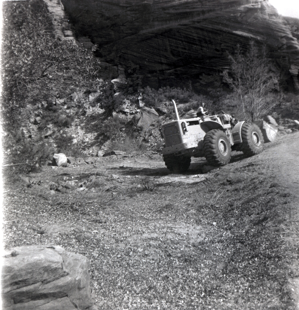 Construction vehicle during east side road repair and turn out construction.