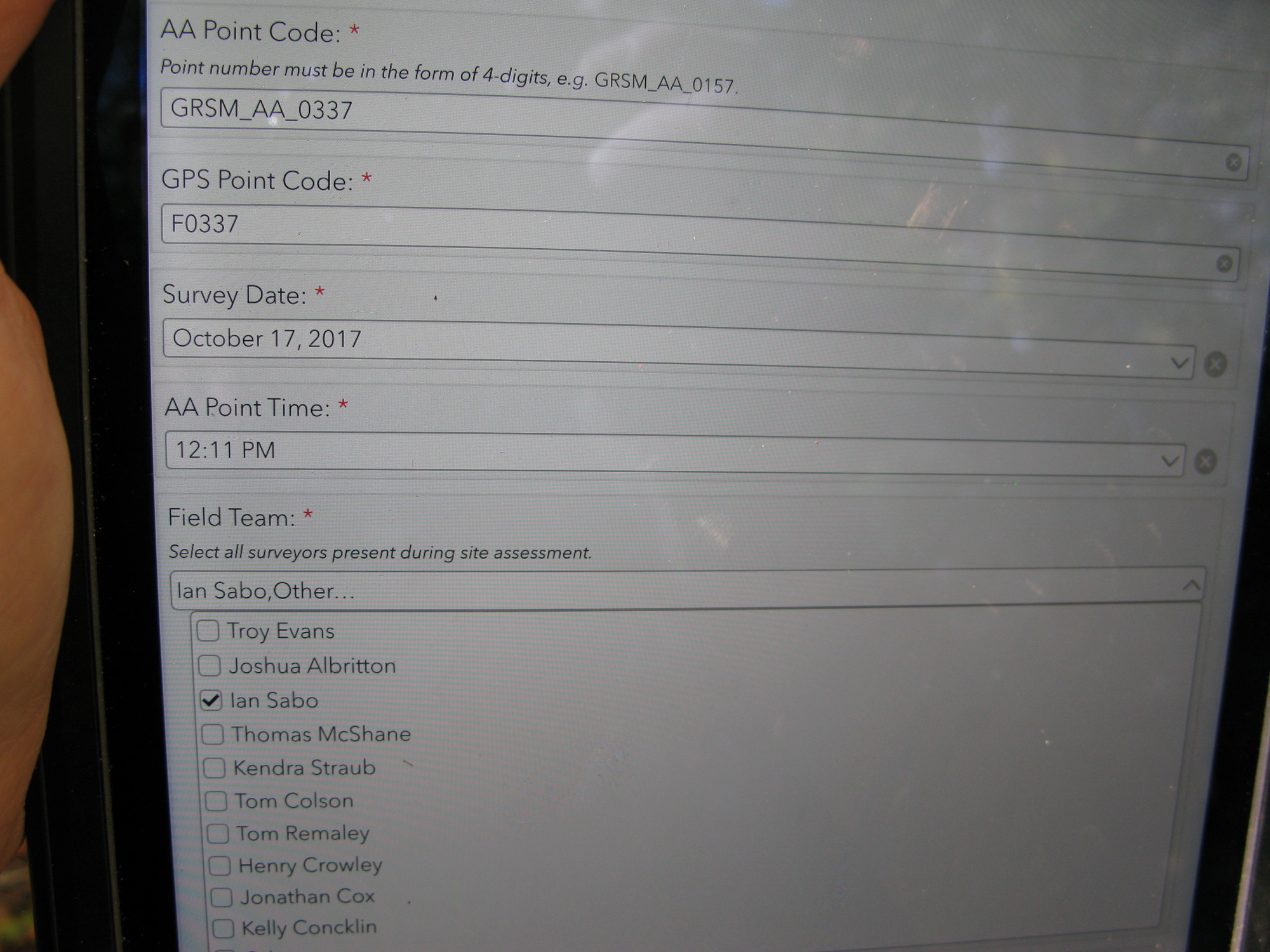GRSM Accuracy Assessment. Plot Code: GRSM_AA_0337_1