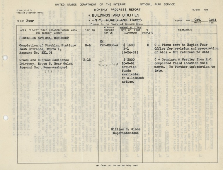 Monthly Progress Report on Physical Improvements or Minor Roads and Trails
